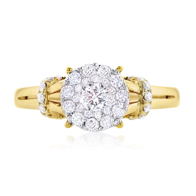 Paris 14ct Two Tone Gold Round Brilliant Cut 3/4 CARAT of Diamonds Ring