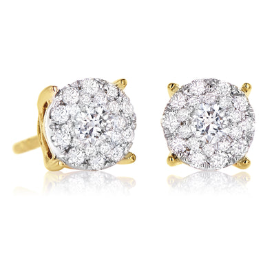 Paris 14ct Two Tone Gold Round Brilliant Cut 1/2 CARAT tw of Diamonds Stud Earrings