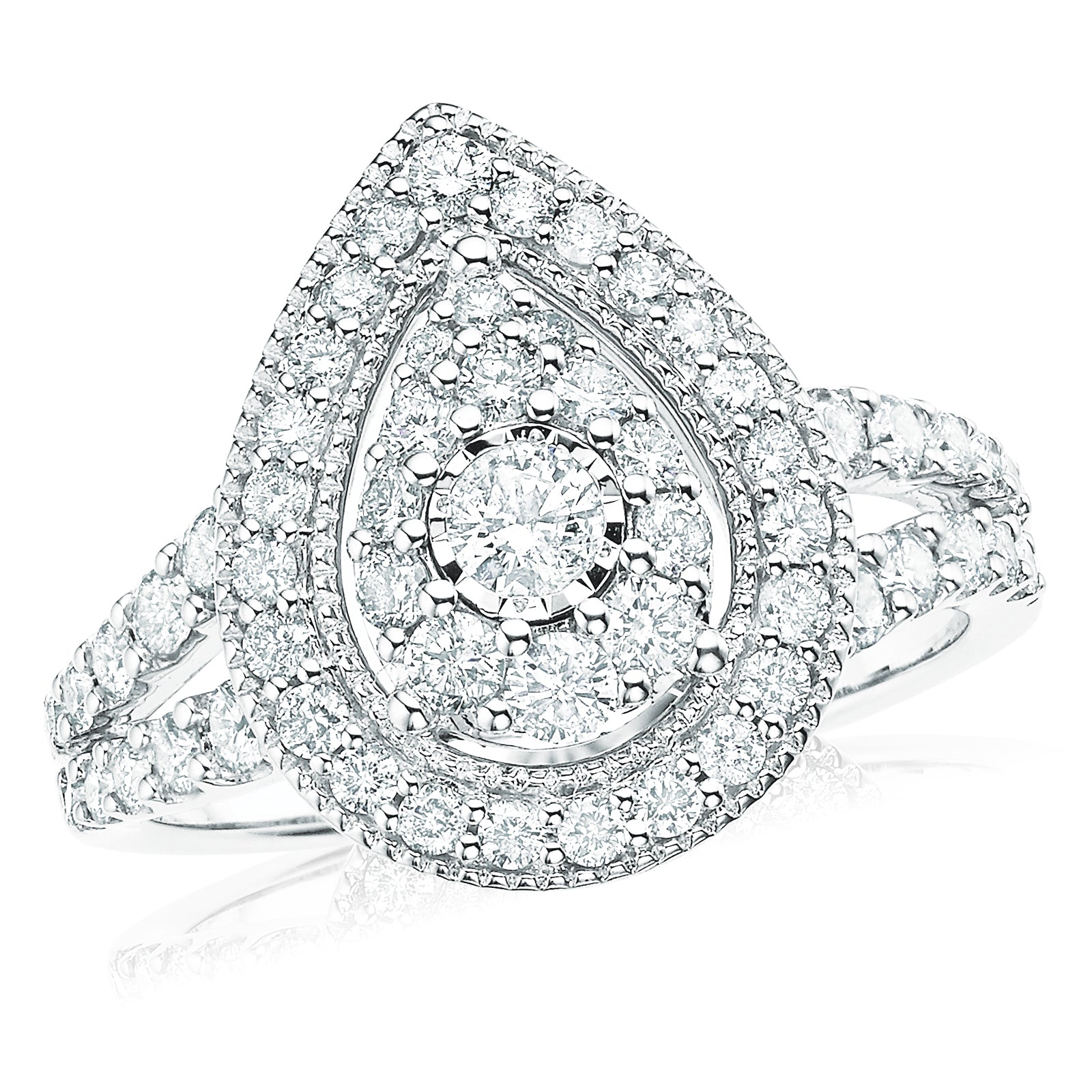Paris 14ct White Gold Round Brilliant Cut 1 CARAT tw of Diamonds Ring
