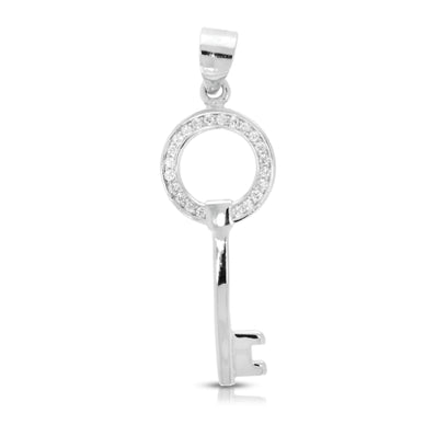 Sterling Silver Cubic Zirconia Key Pendant