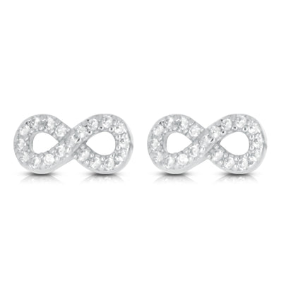 Sterling Silver Cubic Zirconia Inifinty Stud Earrings