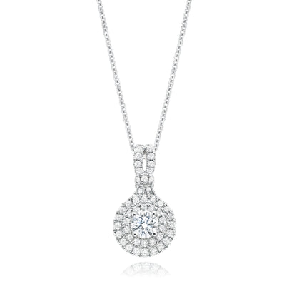 Paris 14ct White Gold Round Brilliant Cut 3/4 CARAT tw of Diamonds Pendant