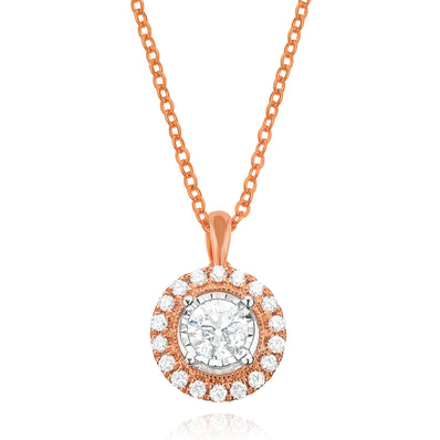 Paris 14ct Rose and White Gold Round Brilliant Cut 0.38 CARAT tw of Diamonds Pendant