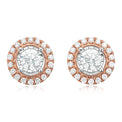 Paris 14ct Rose and White Gold Round Brilliant Cut 3/4 CARAT tw of Diamonds Stud Earrings