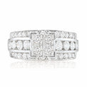 New York 14ct White Gold Round Brilliant & Princess Cut 2.65 CARAT tw of Diamonds Ring