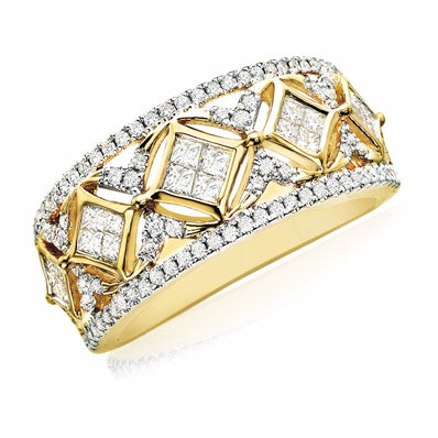 New York 14ct Yellow Gold Princess and Round Brilliant Cut 3/4 CARAT tw of Diamonds Ring