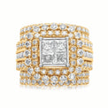 New York 14ct Yellow Gold Princess & Round Brilliant Cut 5 Carat tw of Diamonds Ring