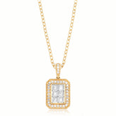 New York 14ct Yellow Gold Princess & Round Brilliant Cut 1/4 CARAT tw of Diamonds Pendant