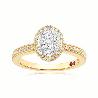 London 9ct Yellow Gold Round Brilliant Cut 1/2 CARAT tw of Diamonds Ring