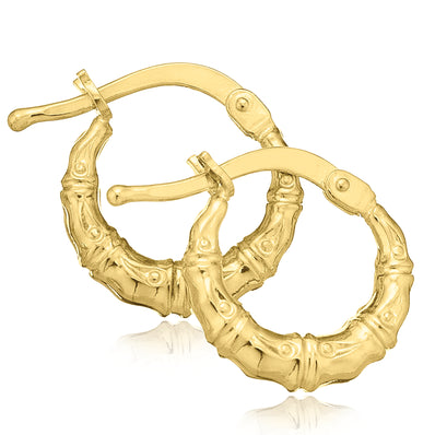 9ct Yellow Gold Silver Filled Patterned Hoop Earrings