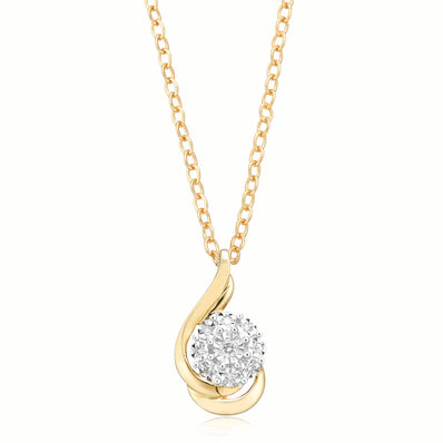 9ct Yellow Gold Round Brilliant Cut 0.05 CARAT tw of Diamonds Pendant