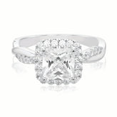 Kiss Sterling Silver Princess Cut Cubic Zirconia made with Swarovski Elements Ring