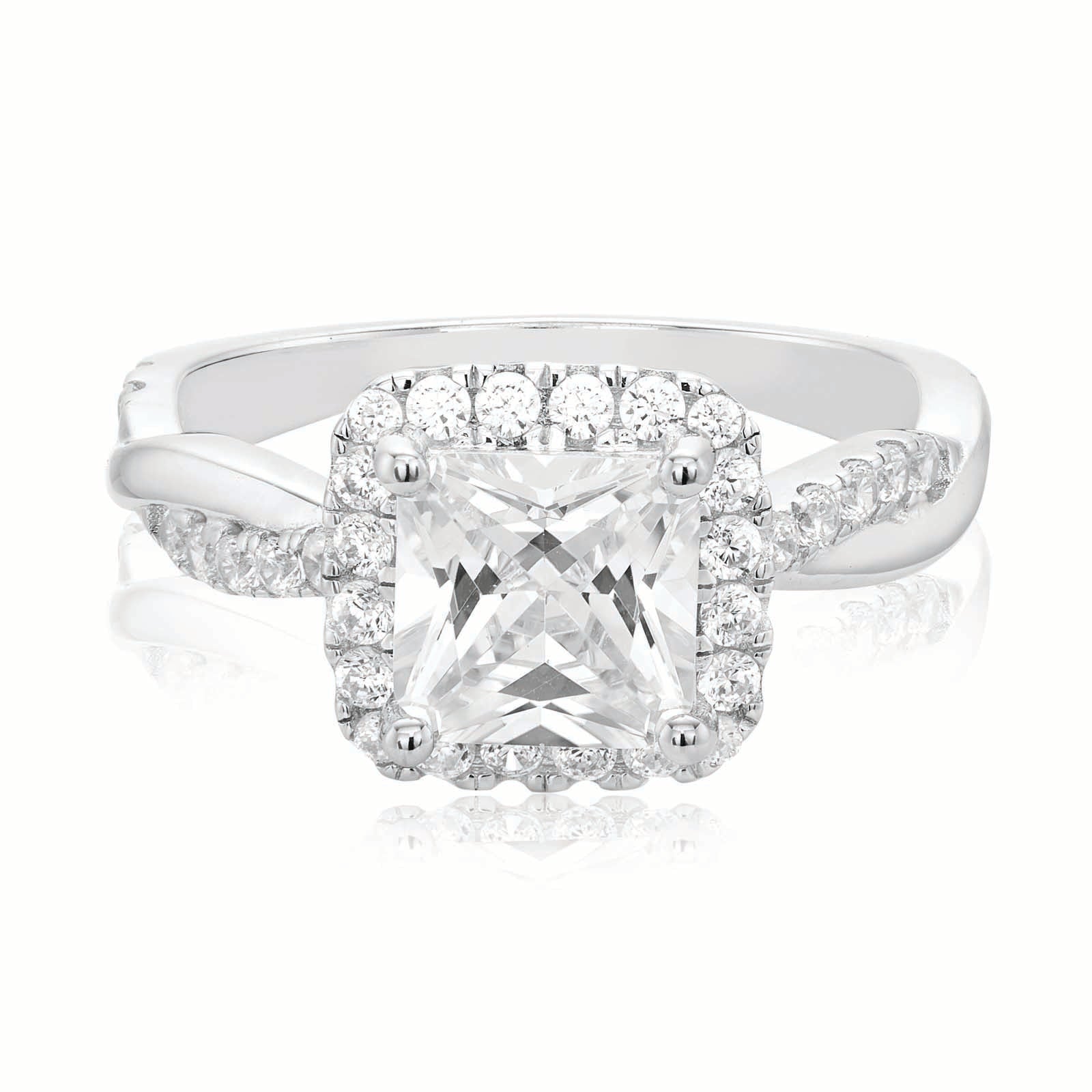 KISS Sterling Silver Princess Cut Cubic Zirconia Ring