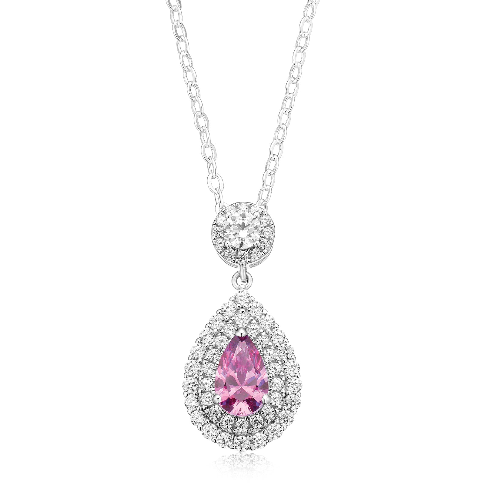 KISS Sterling Silver Pear Cut Cubic Zirconia Pendant