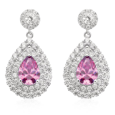 Kiss Sterling Silver Pear Cut Cubic Zirconia made with Swarovski Elements Drop Earrings