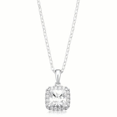 Kiss Sterling Silver Princess Cut Cubic Zirconia made with Swarovski Elements Pendant