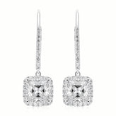 Kiss Sterling Silver Princess Cut Cubic Zirconia made with Swarovski Elements Drop Earrings