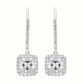 Kiss Sterling Silver Princess Cut Cubic Zirconia made with Swarovski Elements Drop Earrings