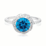 Sterling Silver Round Cubic Zirconia with Swarovski Elements Ring