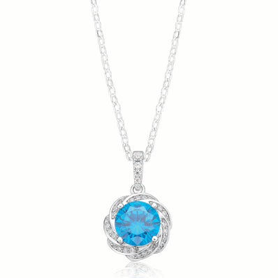 Sterling Silver Round Cubic Zirconia with Swarovski Elements Pendant