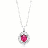 Kiss Sterling Silver Oval Cut Cubic Zirconia made with Swarovski Elements Pendant
