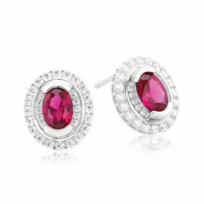 kiss Sterling Silver Oval Cut Cubic Zirconia made with Swarovski Elements Stud Earrings
