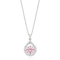 Sterling Silver Round Pink and White Precious Stones Pendant