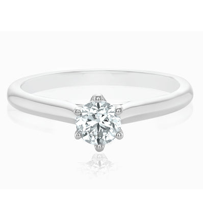 Solitaire 9ct White Gold Round Brilliant Cut 1/2 CARAT of Diamonds Ring