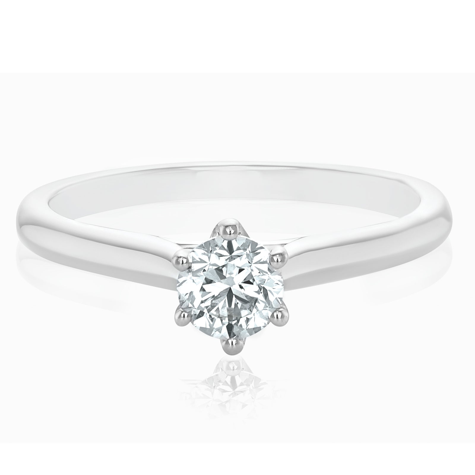 Solitaire 9ct White Gold Round Brilliant Cut 1/2 CARAT of Diamonds Ring