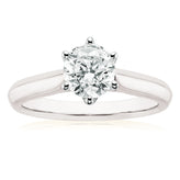 Solitaire 18ct White Gold Round Brilliant Cut 1 CARAT tw of Diamonds Ring