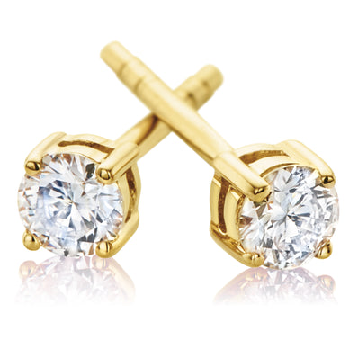 Solitaire 9ct Yellow Gold 0.15 carat tw of Diamonds Stud Earrings