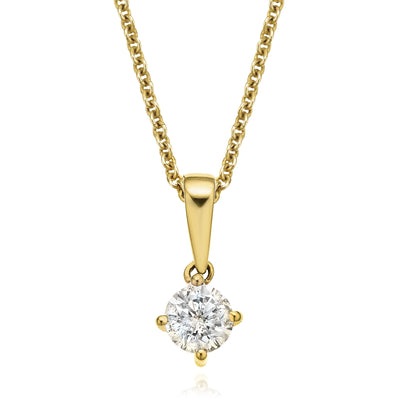 Solitaire 9ct Yellow Gold Round Brilliant Cut 1/4 CARAT tw of Diamonds Pendant