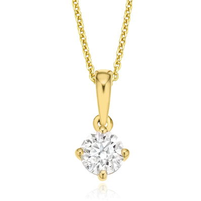 Solitaire 9ct Yellow Gold Round Brilliant Cut 1/2 CARAT tw of Diamonds Pendant