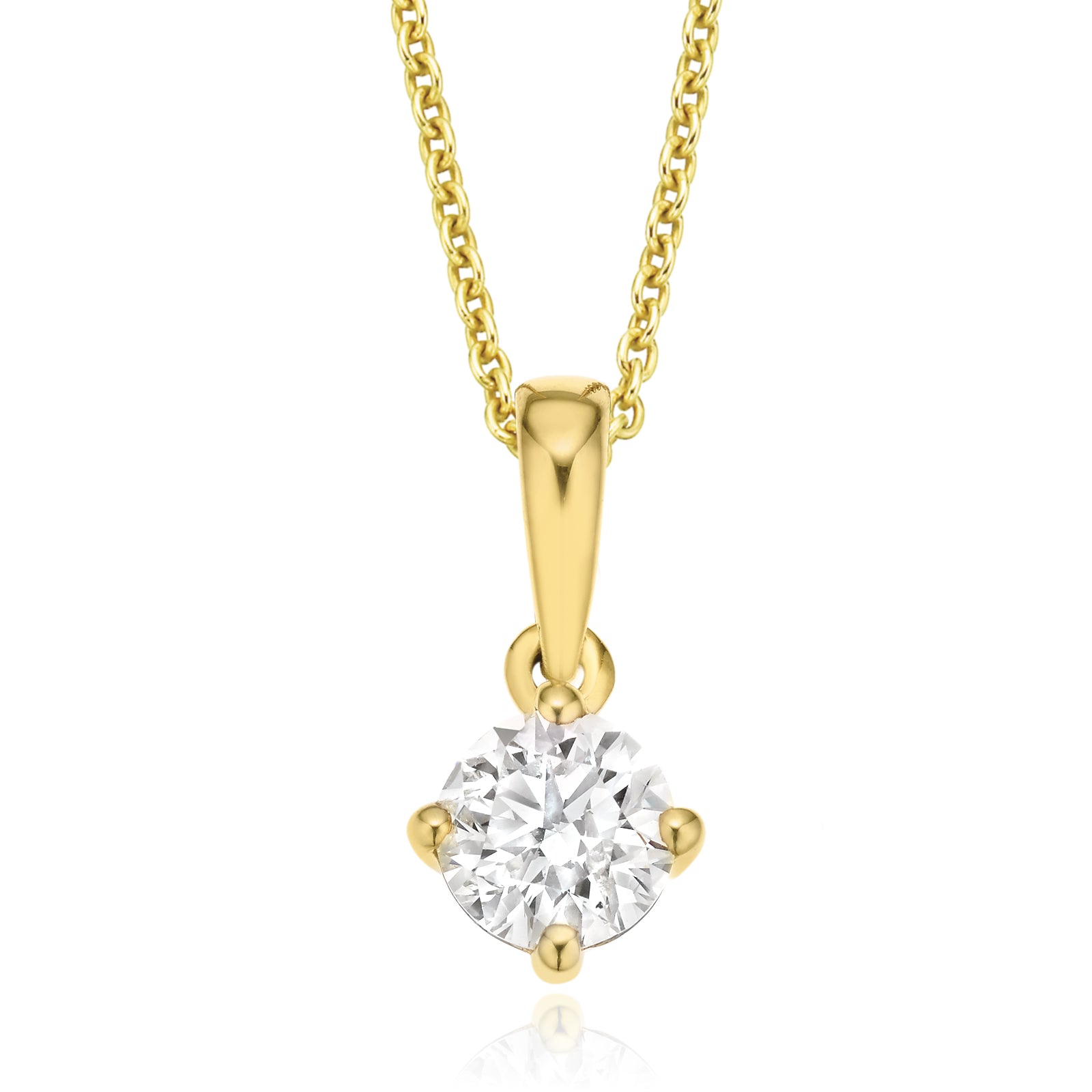 Solitaire 9ct Yellow Gold Round Brilliant Cut 1/2 CARAT tw of Diamonds Pendant