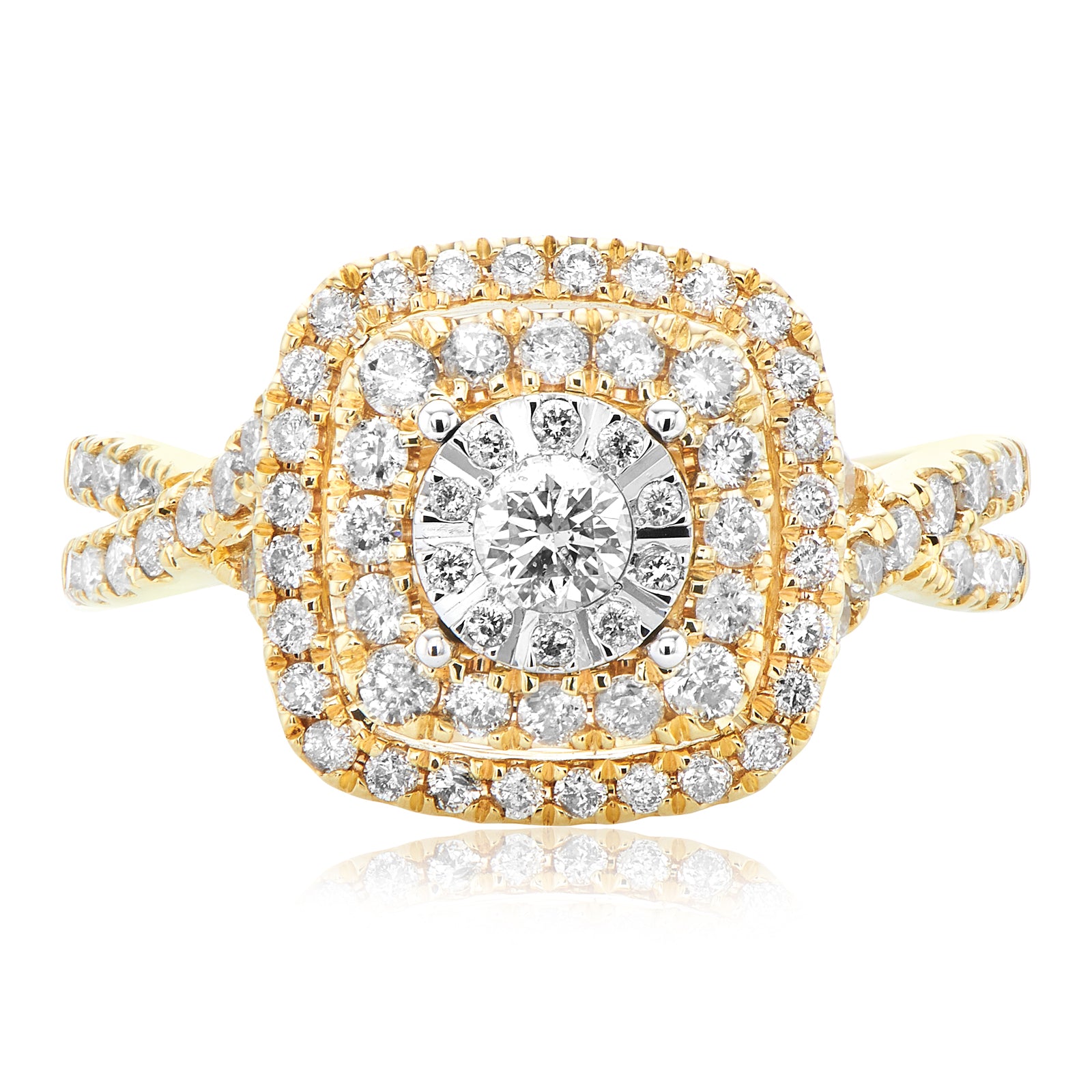 Paris 14ct Yellow Gold Round Cut 1 CARAT tw Diamond Ring