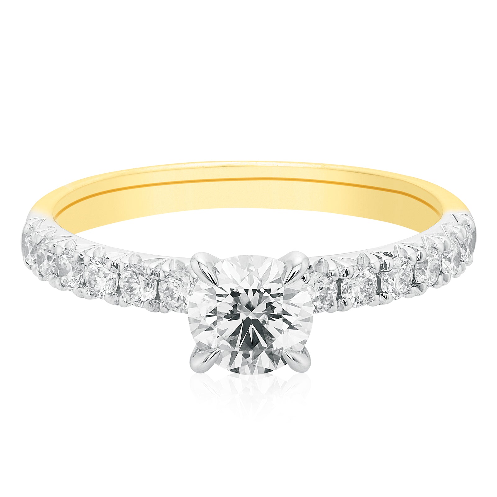 Celebration 18ct Yellow Gold Round Brilliant Cut 1 Carat tw of Certified Lab Grown Diamonds Ring