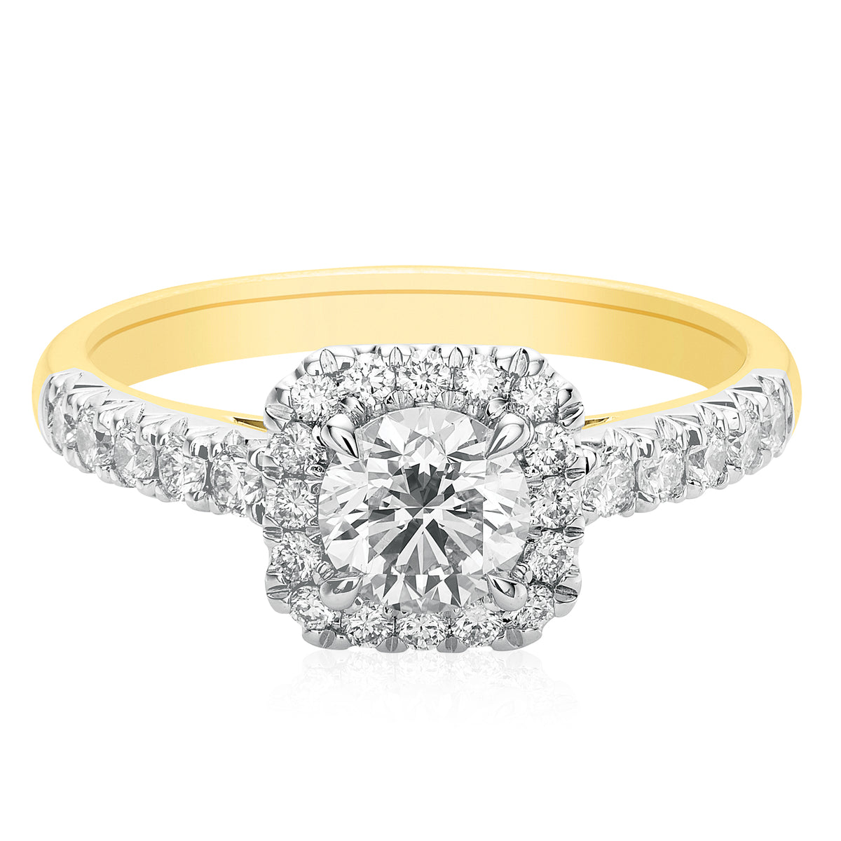 Celebration 18ct Yellow Gold Round Brilliant Cut 1 Carat tw of Certified Lab Grown Diamonds Ring