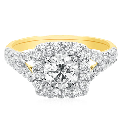 Celebration 18ct Yellow Gold Round Brilliant Cut 1 1/2 Carat tw of Certified Lab Grown Diamonds Ring