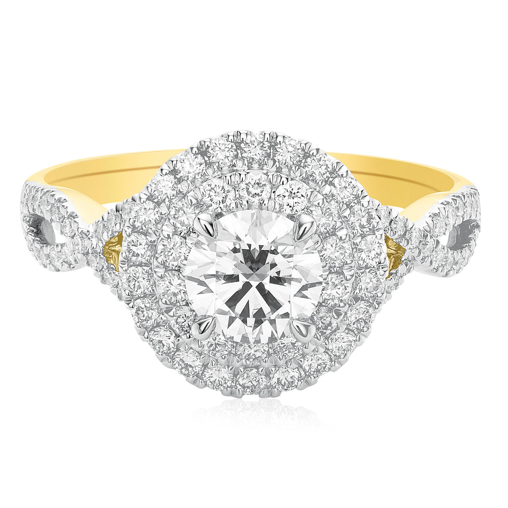 Celebration 18ct Yellow Gold Round Brilliant Cut 1.25 Carat tw of Certified Lab Grown Diamonds Ring