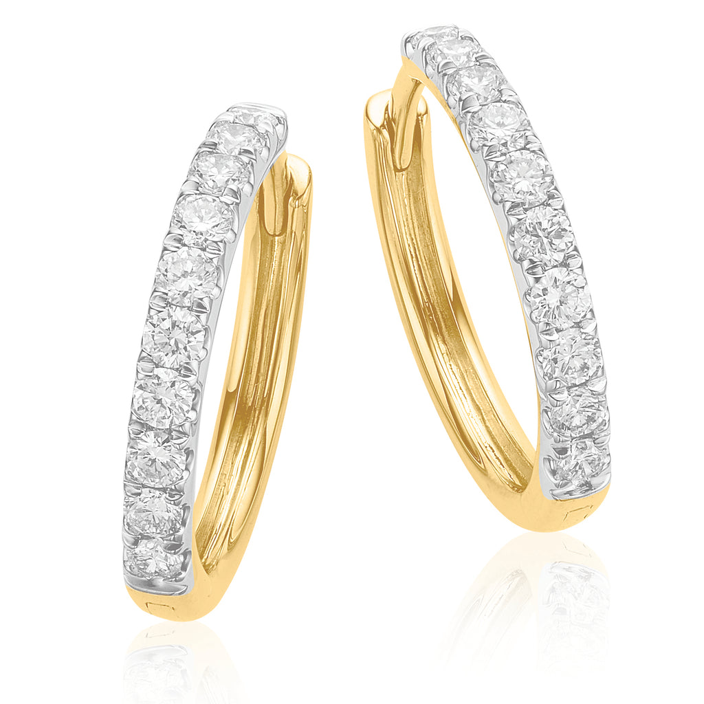 Celebration 9ct Two Tone Gold Round Brilliant Cut 1/2 CARAT tw of Lab Grown Diamonds Huggie Earrings