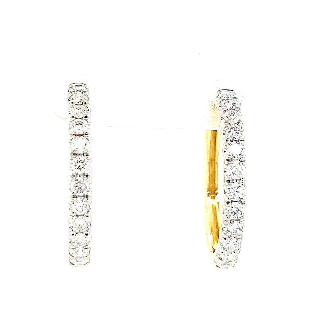 Celebration 9ct Two Tone Gold Round Brilliant Cut 3/4 CARAT tw of Lab Grown Diamonds Huggie Earrings
