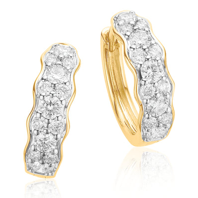 Celebration 9ct Two Tone Gold Round Brilliant Cut 3/4 CARAT tw of Lab Grown Diamonds Huggies Earrings