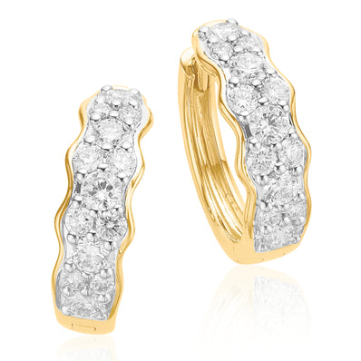 Celebration 9ct Yellow Gold Round Brilliant Cut 1 Carat tw of Lab Grown Diamonds  Huggie Earrings