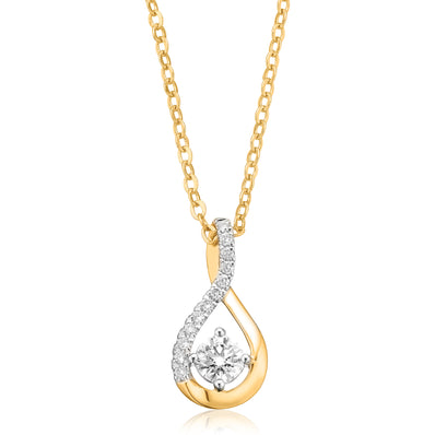 Celebration 9ct Yellow Gold Round Brilliant Cut 1/2 Carat tw of Certified Lab Grown Diamonds Pendant