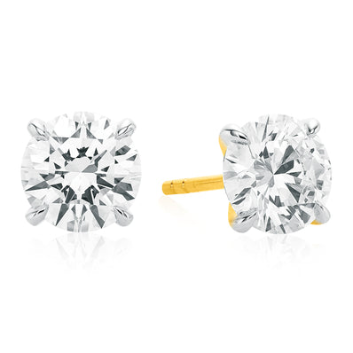 Celebration 9ct Yellow Gold Round Brilliant Cut 2 Carat tw of Certified Lab Grown Diamonds  Stud Earrings