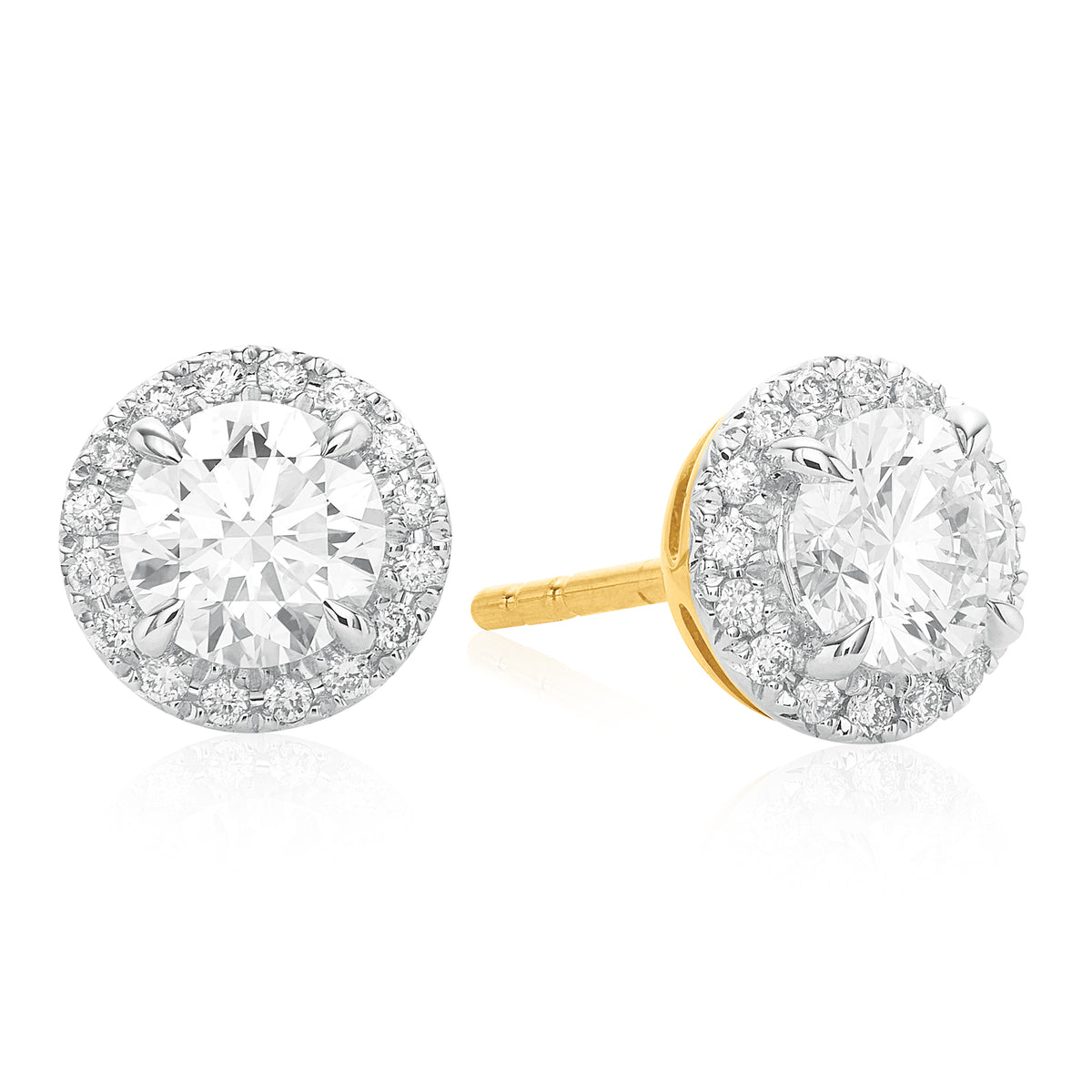 Celebration 9ct Yellow Gold Round Brilliant Cut 1 CARAT tw of Lab Grown Diamonds Stud Earrings