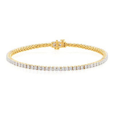 Celebration 9ct Yellow Gold Round Brilliant Cut 3 Carat tw of Lab Grown Diamonds Tennis Bracelet