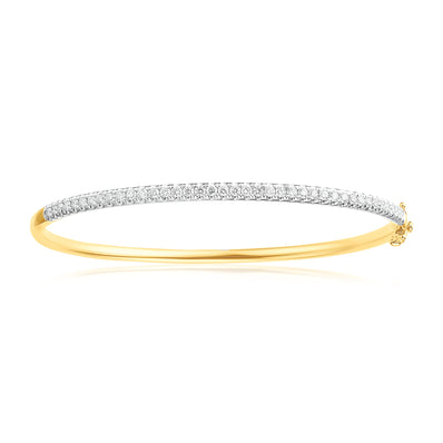 Celebration 9ct Yellow Gold Round Brilliant Cut 1 Carat tw of Lab Grown Diamonds Bangle