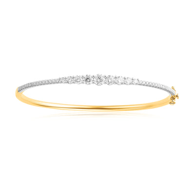 Celebration 9ct Yellow Gold Round Brilliant Cut 2 Carat tw of Lab Grown Diamonds Bangle