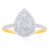 9ct Yellow Gold Round Brilliant Cut 1/2 CARAT tw of Diamonds Ring